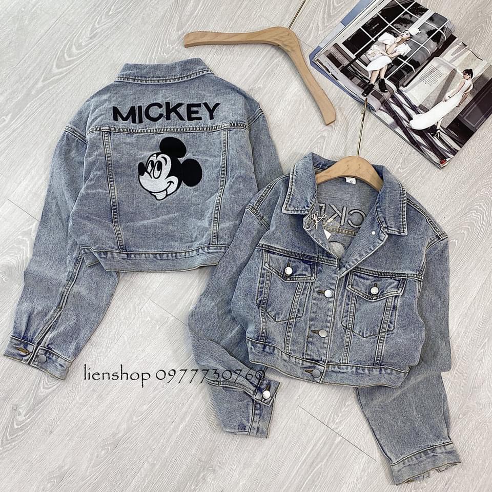 áo nữ 🍍FREE SHIP🍍 áo khoác bò thêu mickey sau lưng mẫu 2020