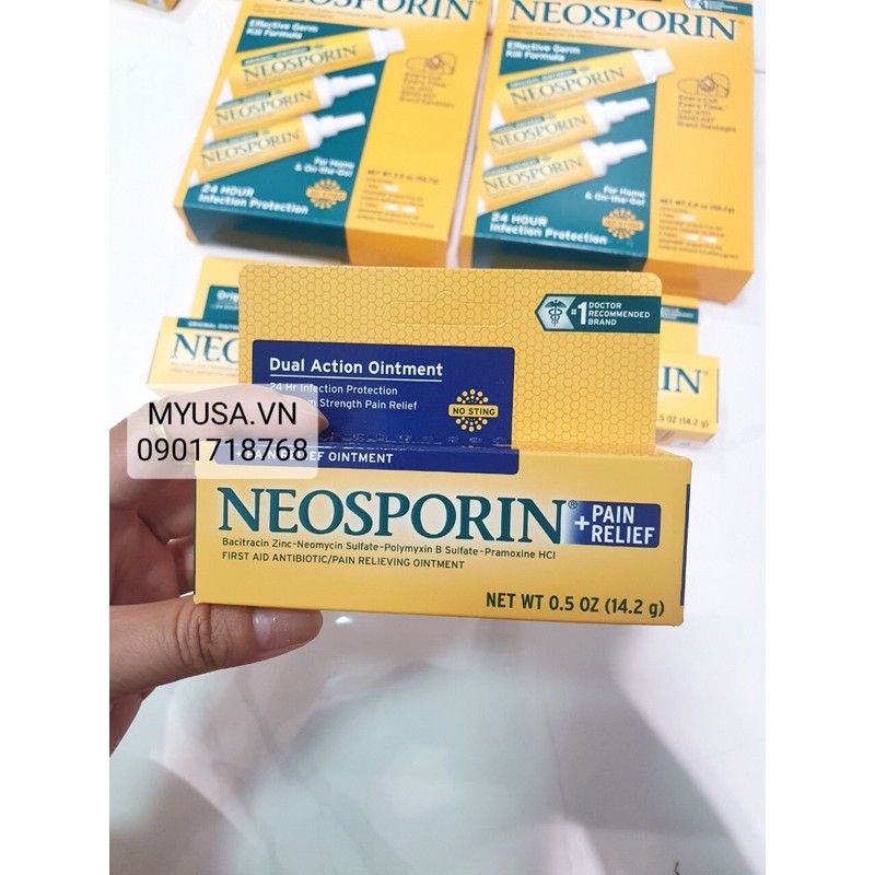 Kem Neosporin Effective Germ Kill Formula ❤️Kem mỡ kháng sinh trị bỏng đứt tay Neosporin Maximum Strength Pain Relief