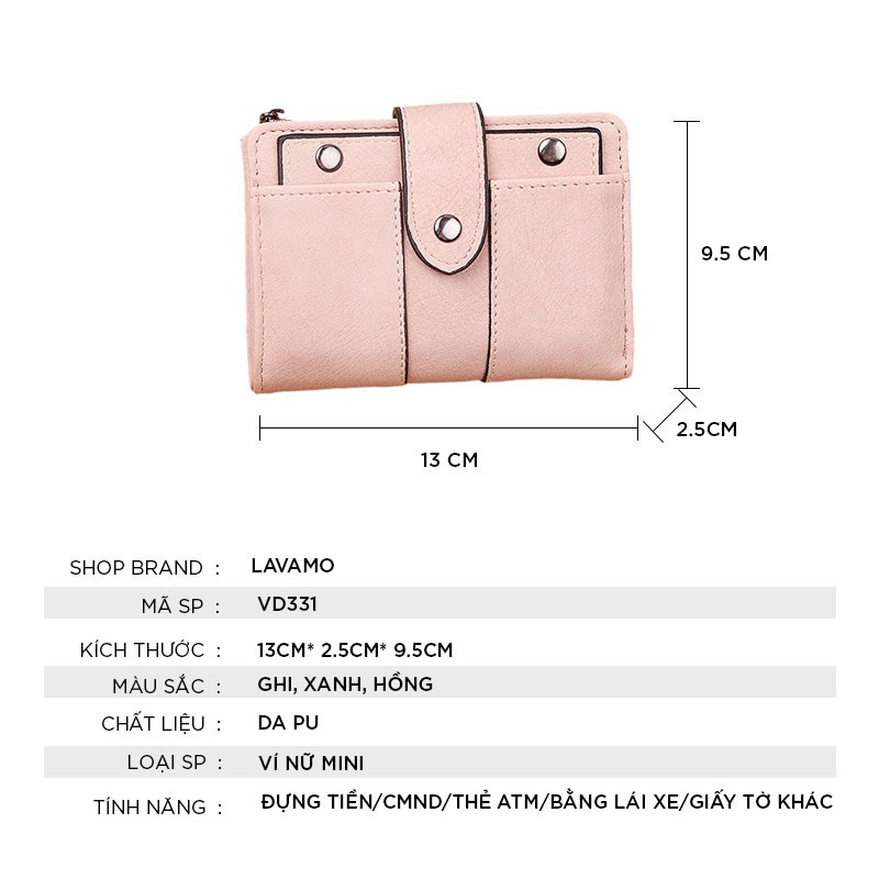 [Mã FAMAYWA2 giảm 10k đơn từ 50k] Ví nữ cầm tay mini ngắn nhỏ gọn bỏ túi nhiều ngăn thời trang cao cấp VD331 | BigBuy360 - bigbuy360.vn