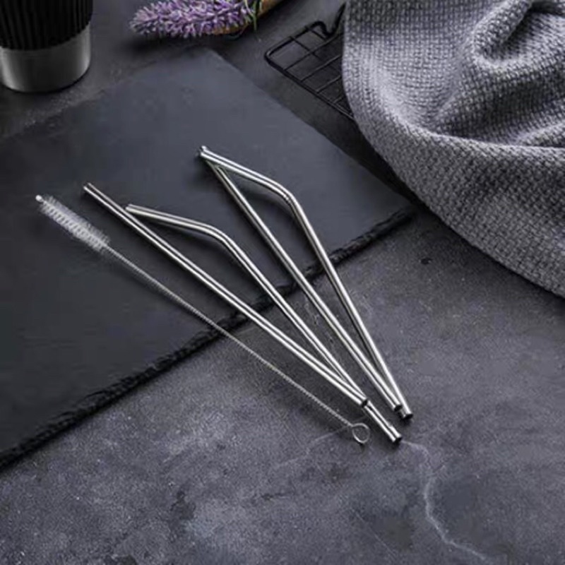 Combo 2 ống hút Inox + 1 cọ rửa siêu tiện lợi. Có túi OPP đựng tiện lợi