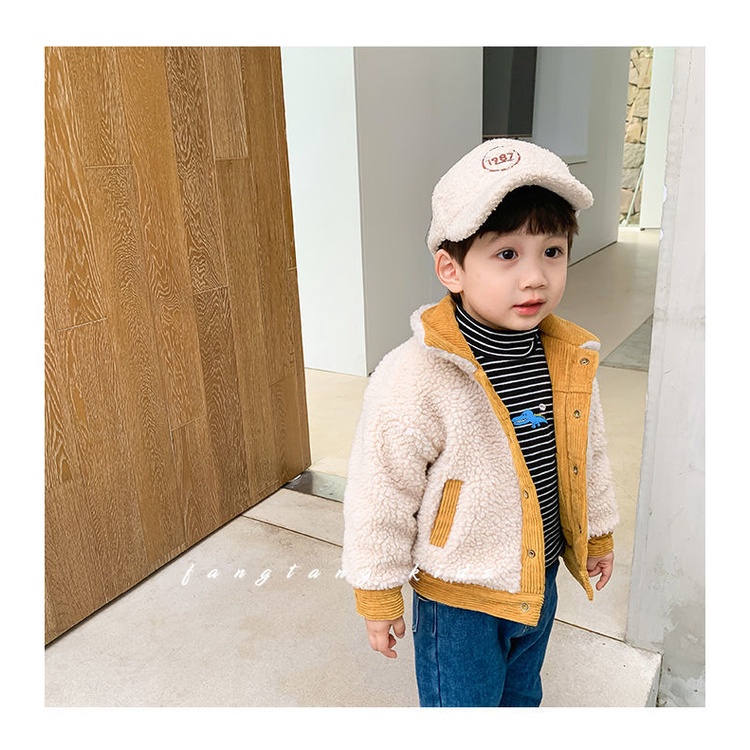 Áo Khoác Nhung Dày Hai Mặt Giữ Nhiệt Thời Trang Cho Bé Trai