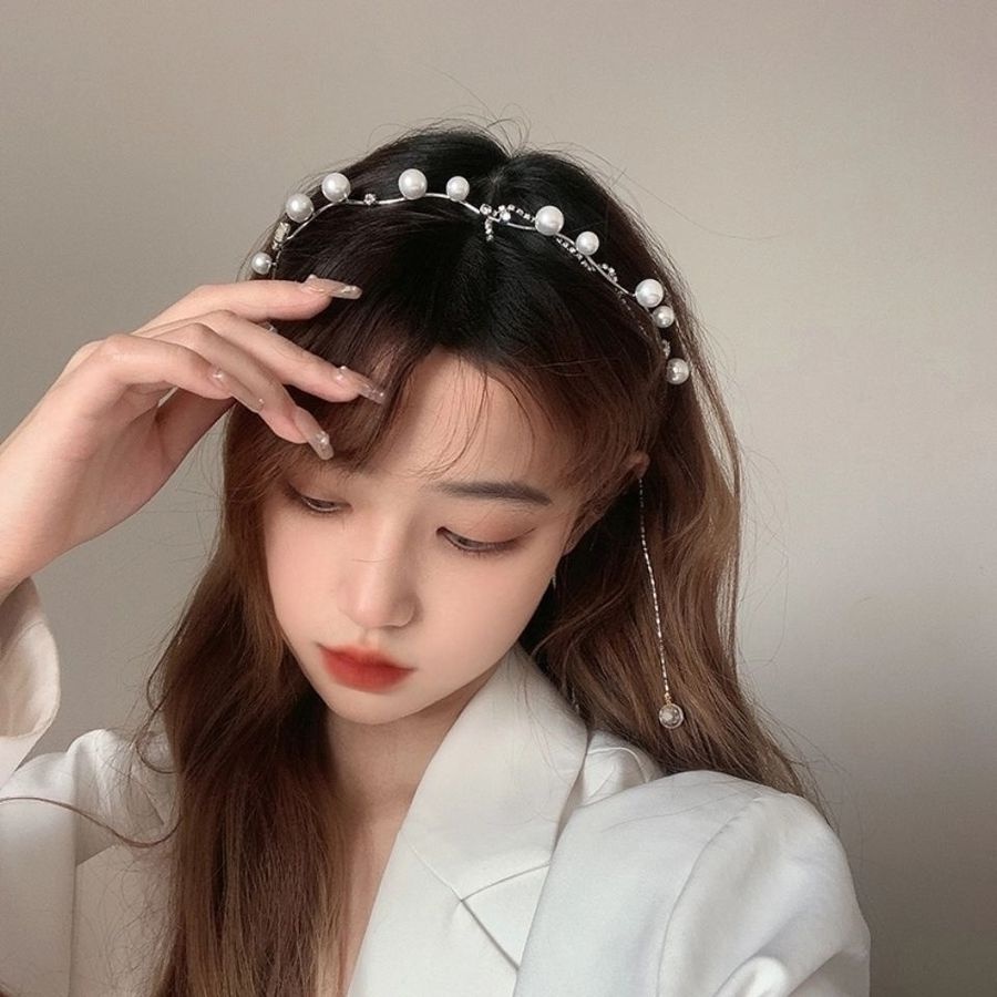 Băng Đô Cài Tóc Bằng Hợp Kim Đính Đá Và Ngọc Trai Thời Trang Cho Nữ