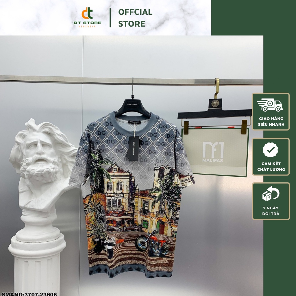 Áo Phông Nam DG Họa Tiết Phố Cổ Cực Kì Bắt Mắt - Áo Thun Nam Dolce Gabbana Chất Liệu Cotton Cao Cấp