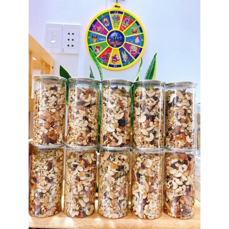 Hũ 500Gr Ngũ Cốc Dinh Dưỡng Granola Healthy Siêu Hạt Loại 1, Giảm Cân Tự Nhiên Mix Gạo Lứt