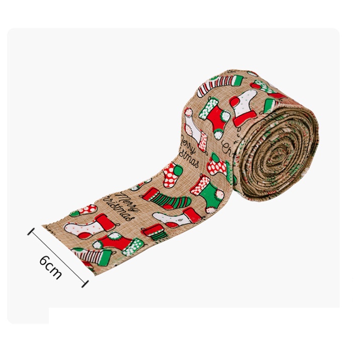 1 MÉT Dây Ruy Băng Bố In Họa Tiết Trang trí Cây Thông, Trang Trí Noel Giáng Sinh