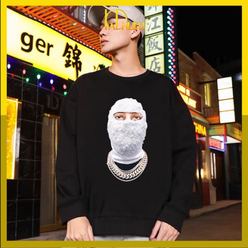Áo sweater nam in hình mặt người ngầu chất style