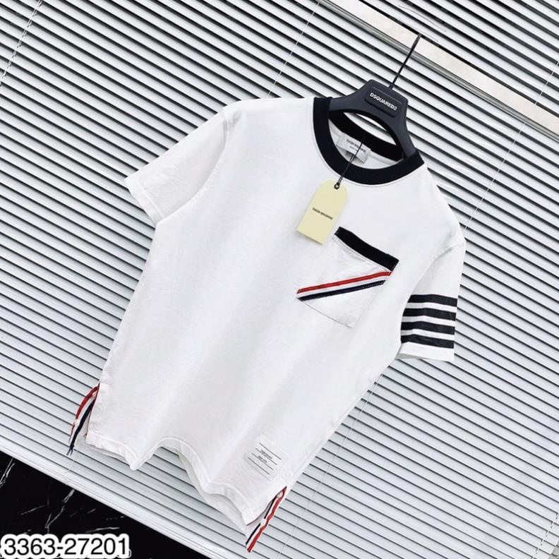 Áo Nam Thom Browne Túi Ngực Cao Cấp - Áo Phông Nam Thom Viền Tay Siêu Đẹp