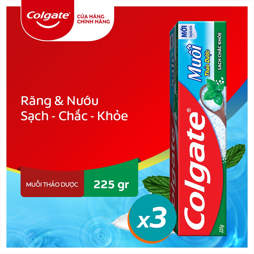 Bộ 3 kem đánh răng Colgate bảo vệ nướu Muối Thảo Dược Herbal Salt 225gx3