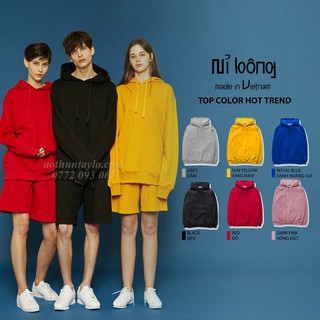 Chuyên Sỉ Áo Khoác Nón Form Rộng Nam Nữ Màu Trơn x Vải Nỉ Bông (VN) Oversized-fit Hoodie | May Theo Yêu Cầu STVR VN