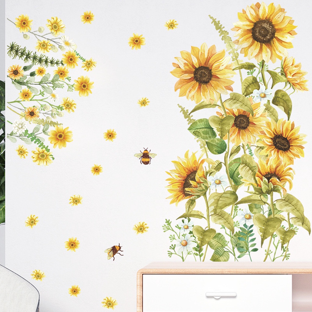 1 set decal dán tường trang trí cửa sổ họa tiết hoa hướng dương chất liệu - ảnh sản phẩm 4
