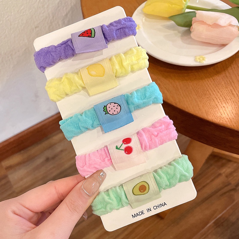 Dây Buộc Tóc Vải Màu Kẹo Họa Tiết Trái Cây Dễ Thương Cho Nữ