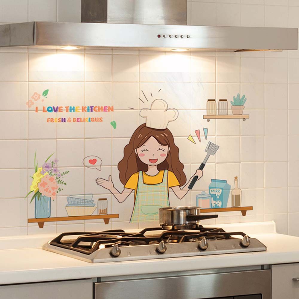 Hình dán trang trí tường tự dính chống bám dầu/ chống thấm nước chịu nhiệt độ cao cho nhà bếp