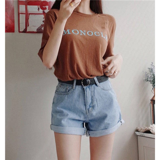 Quần short jean SUXI lưng cao phong cách Hàn Quốc cho nữ