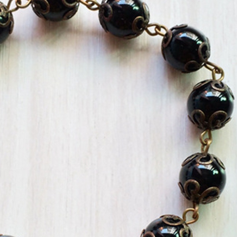 Flgo Vòng Tay Chuỗi Hạt Thủy Tinh Màu Đen Bắt Mắt Phong Cách Công Giáo Trang Trí May Mắn Dành Cho Bạn Nữ Wom