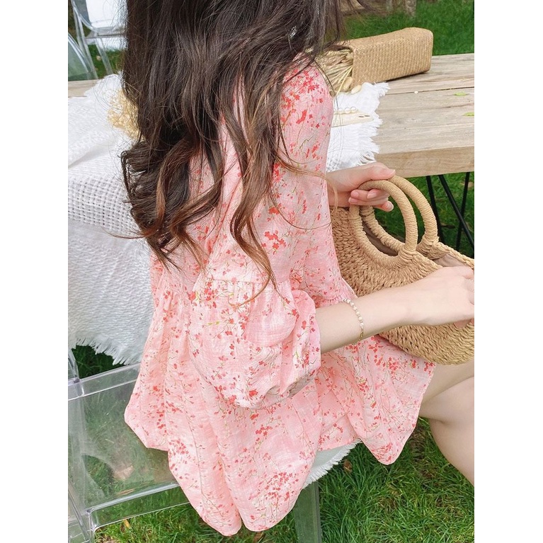 Áo Thun Cổ Tròn Dáng Rộng In Hoa Phong Cách Hàn Quốc Mới