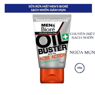Sữa rửa mặt MEN'S Biore oil buster sạch nhờn giảm mụn 100g