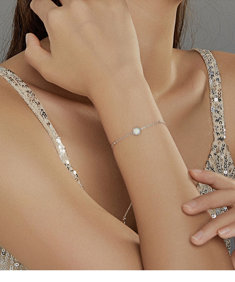 Bamoer Real Silver 925 Bracelet Plated Platinum For Women with Opal Jewellery BSB054