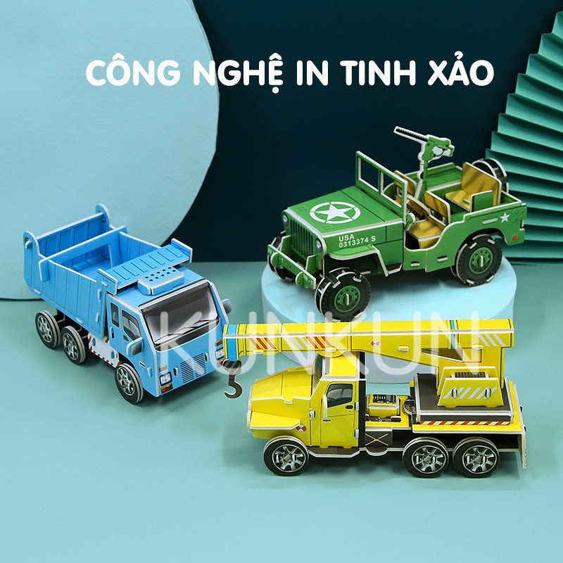 Mô hình 3D xốp tự lắp ráp xe - máy bay - tàu cho bé