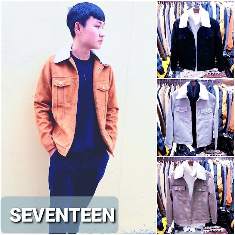 Áo khoác da lộn cổ lông (hàng quảng châu loại 1, lông có thể tháo rời)