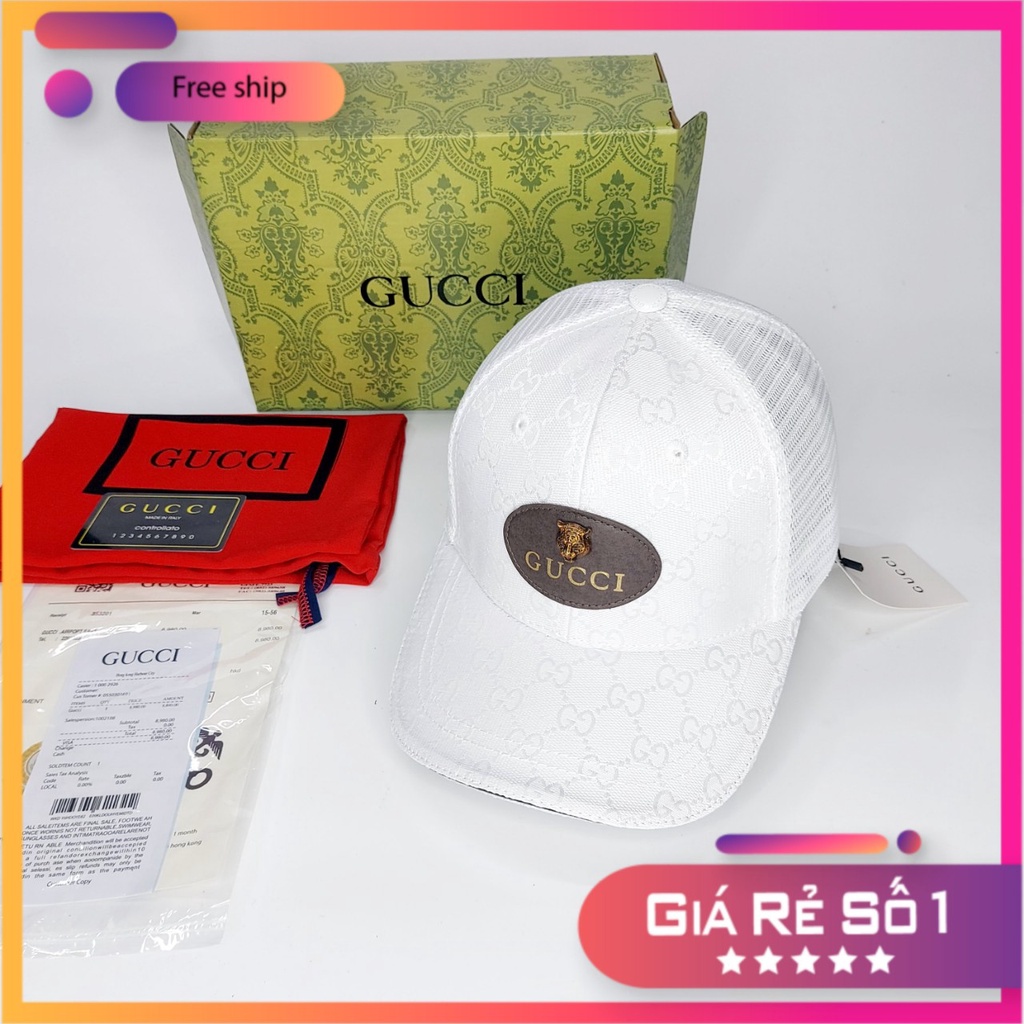 Nón kết gc Mũ lưỡi trai Gc hổ sắt thời trang thể thao nam nữ cao cấp logo nổi màu trắng full box cực đẹp (Nón Thiết Kế)