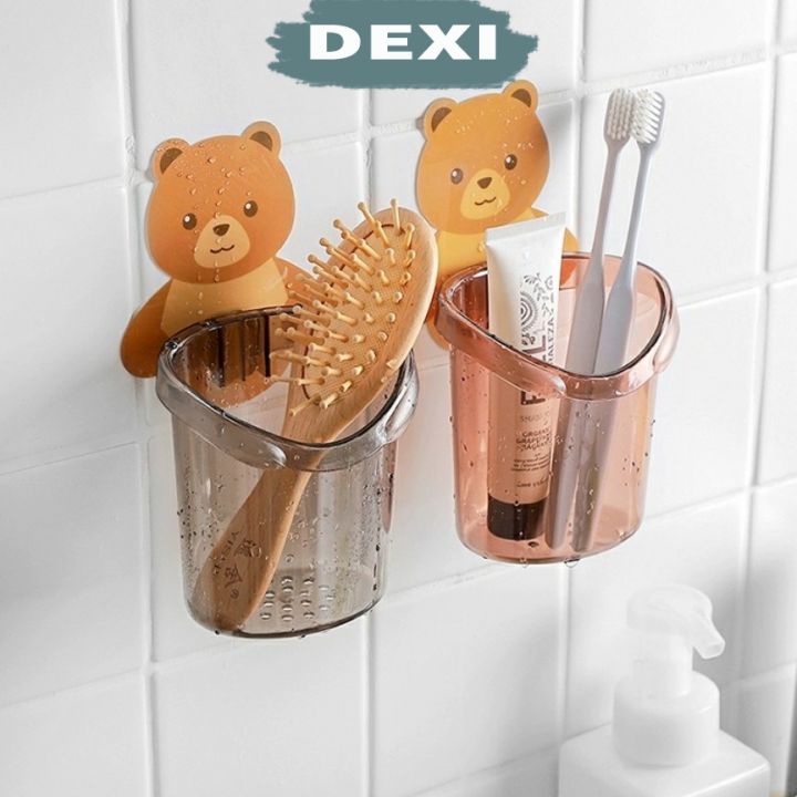 Cốc dán tường nhà tắm đựng kem đánh răng cực cute, chắc chắn DEXI