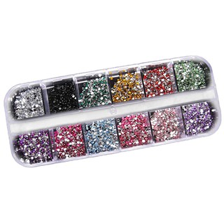 Set 1200 hạt đá phụ kiện trang trí móng tay màu sắc kèm phụ kiện
