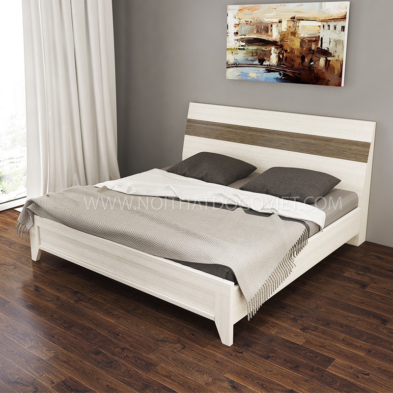 Giường Ngủ Màu Kem Đẹp Cho Gia Đình Gỗ MFC Chống Trầy Cao Cấp