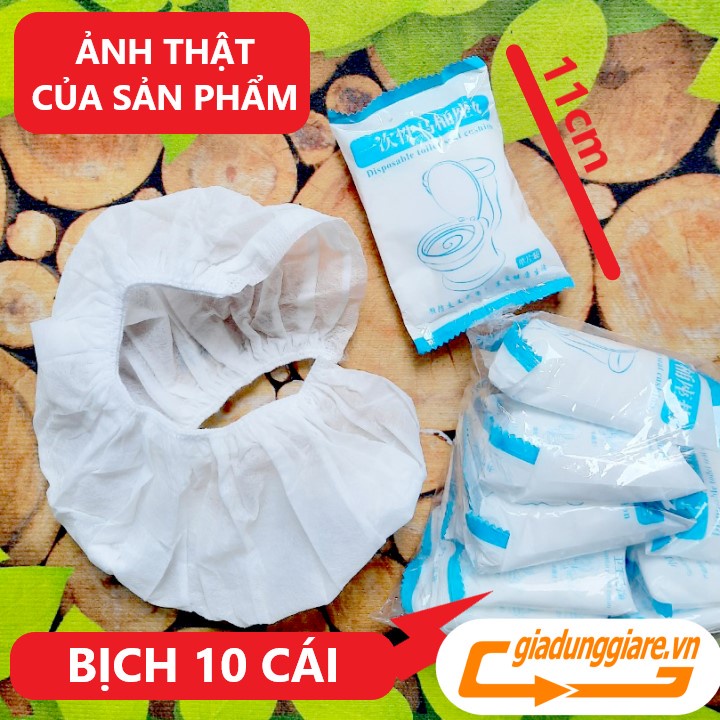 (Gói 10 cái) Bọc lót nắp bồn cầu toilet dùng gia đình sạch sẽ không thấm nước tiện mang theo văn phòng du lịch đi học