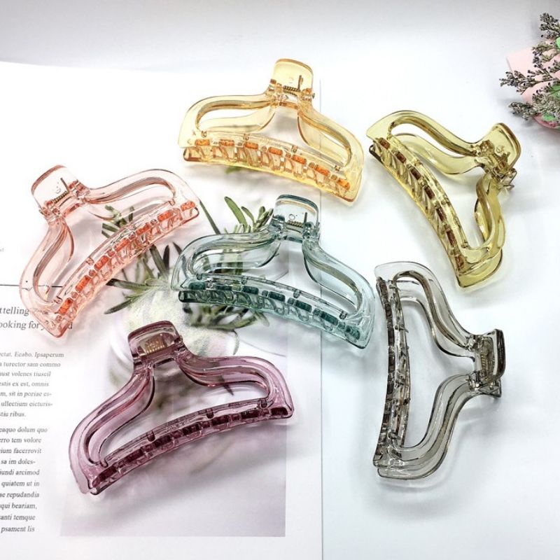 Kẹp tóc càng cua trong suốt nhiều màu dáng dài phong cách Hàn Quốc dành cho nữ -