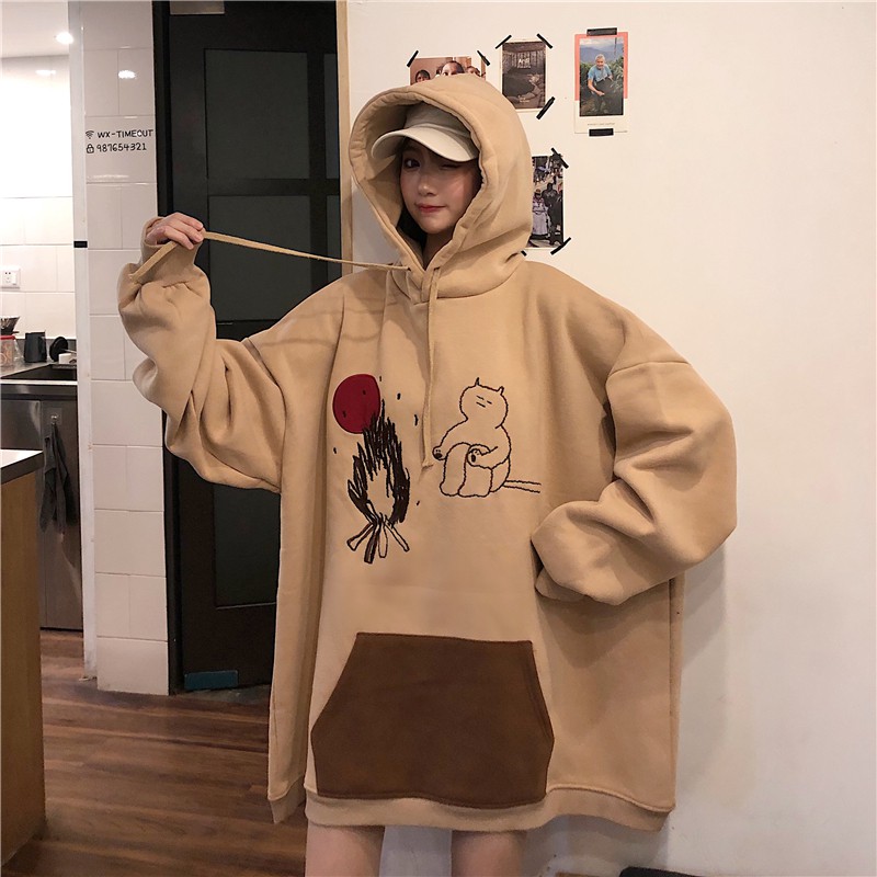 [Có BIG SIZE ] Váy hoodie nữ con gấu tay phồng có túi trước bụng phong cách hàn quốc HD63- Liti shop