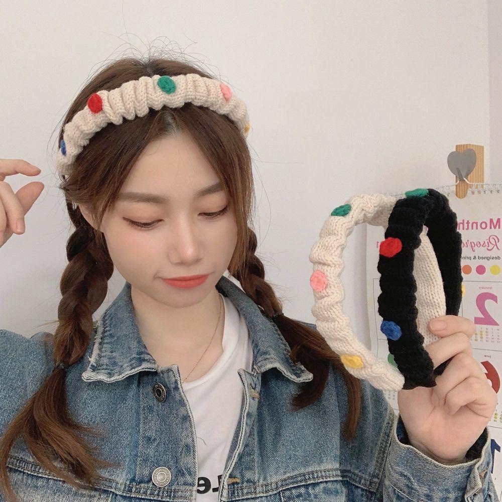 TWINKLE Cài Tóc Đan Len Họa Tiết Hoa Màu Kẹo Ngọt Phong Cách Retro Dễ Thương Cho Nữ