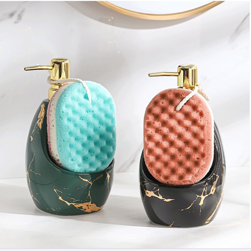 Chai đựng xà phòng dạng vòi nhấn 2 trong 1 kèm giá đỡ bọt biển tiện dụng cho phòng tắm/ phòng trẻ em