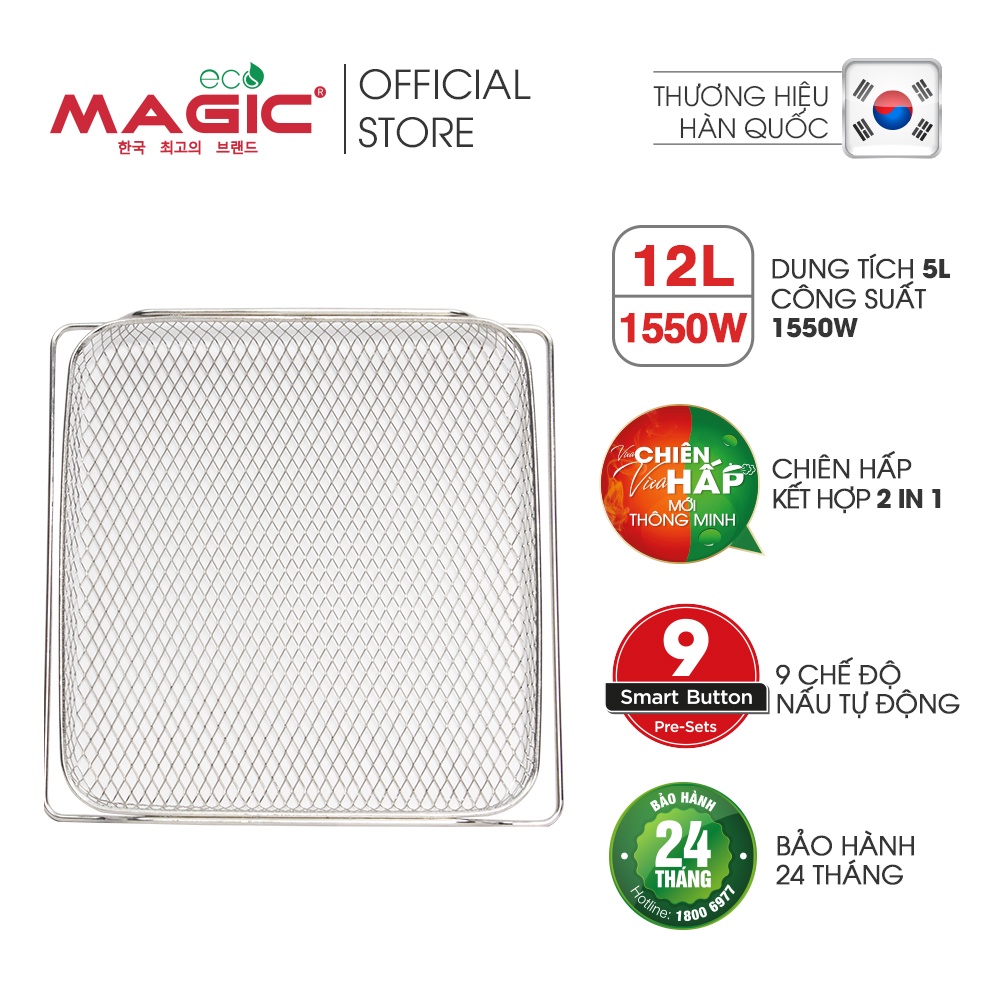 Nồi chiên hấp thông minh Magic Eco S12 12L,hoạt động êm ái,khả năng tự làm sạch,bảo hành chính hãng