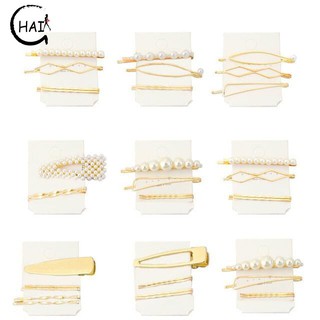 Set kẹp tóc gắn ngọc trai kiểu độc đáo/ Dây buộc tóc thời trang Hàn Quốc