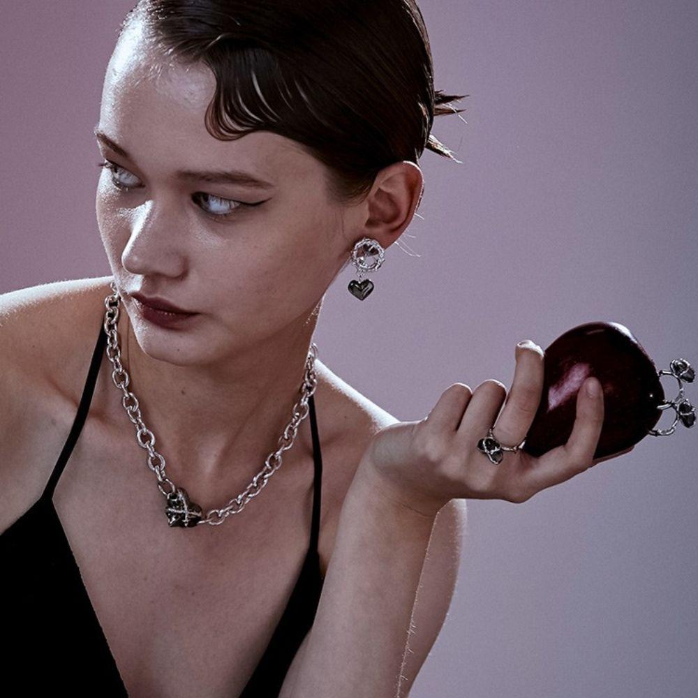 AROMA Vòng Cổ Choker Mặt Trái Tim Phong Cách Hàn Quốc Thời Trang Cho Nữ