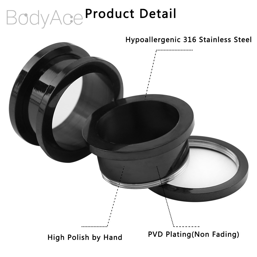 Khuyên nong tai bằng thép không gỉ màu đen kích thước 1.2mm - 30mm