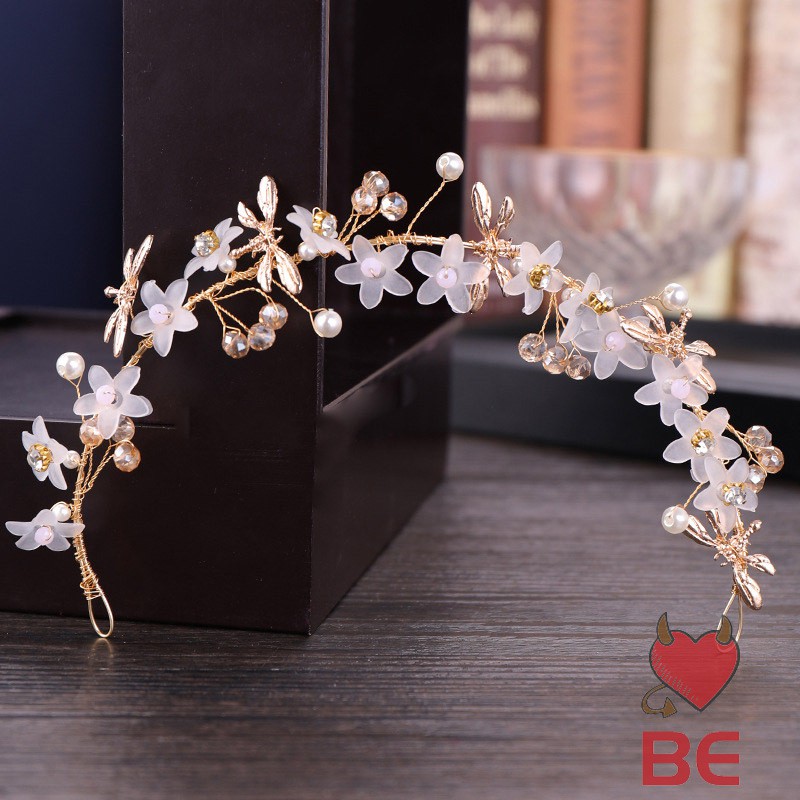 YADORNOS Băng đô cài tóc đính hoa và ngọc trai phong cách Hàn Quốc
