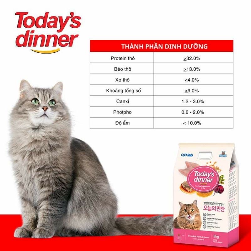 Thức ăn hạt cho mèo - Today's Dinner - Túi 5kg