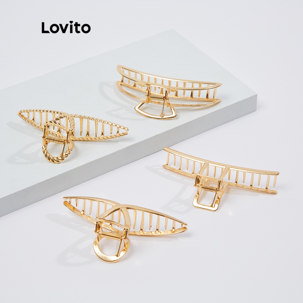 Kẹp tóc Lovito bằng kim loại màu trơn phong cách thường ngày L18X332 (Màu 1/ 2/ 3/ 4)