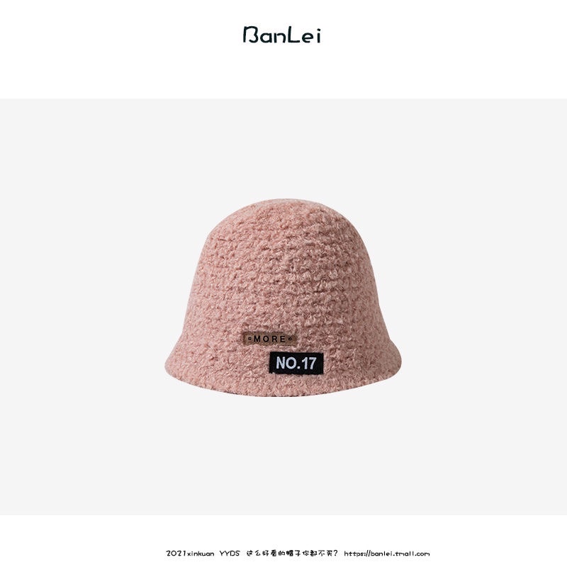 Mũ Bucket Len Lông Xù Logo Hàn Quốc