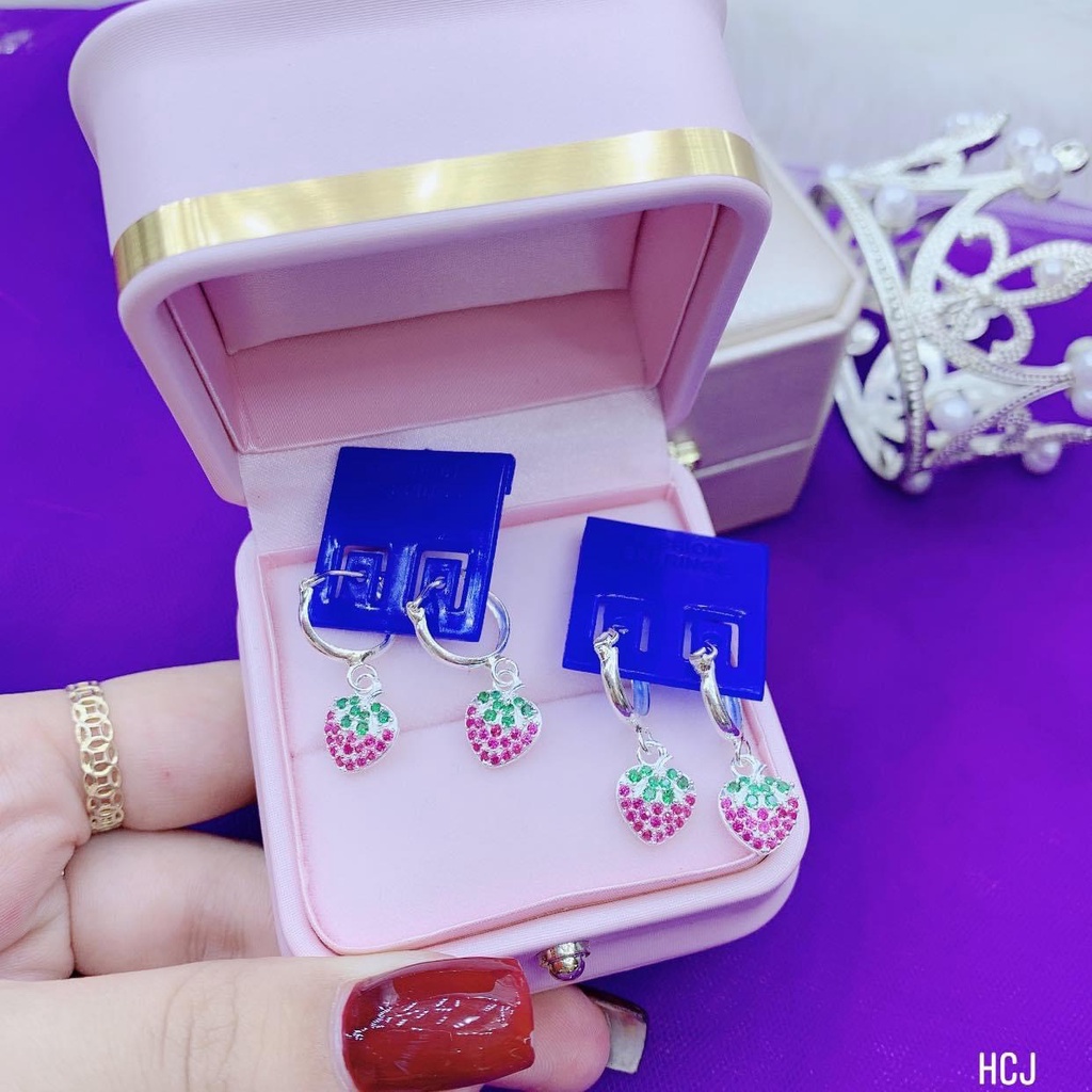 BÔNG TAI DÂU TÂY CHO BÉ XINH XẮN LINH MIU SILVER