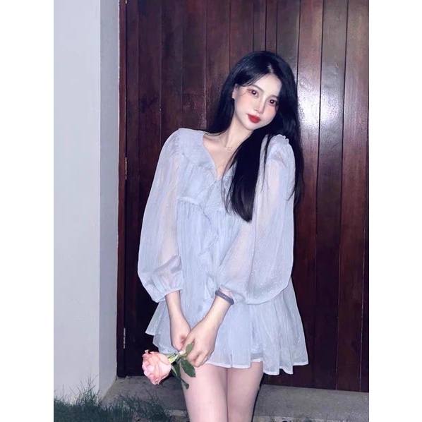 ÁO BABYDOLL ÓNG ÁNH BÈO DỌC FREESIZE
