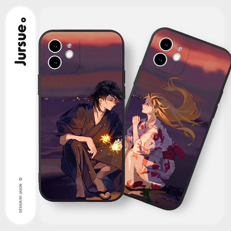 Ốp lưng JURSUE hoạt hình cặp đôi dễ thương đẹp cho iPhone 13 12 11 Pro Max SE 2020 X XR XS 8 7 ip 6S 6 Plus Y1985