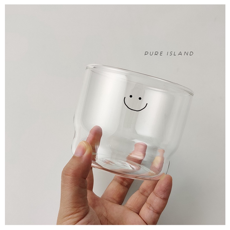 Ly Thủy Tinh Uống Sữa / Kem Kiểu Hàn Quốc Dễ Thương Xinh Xắn