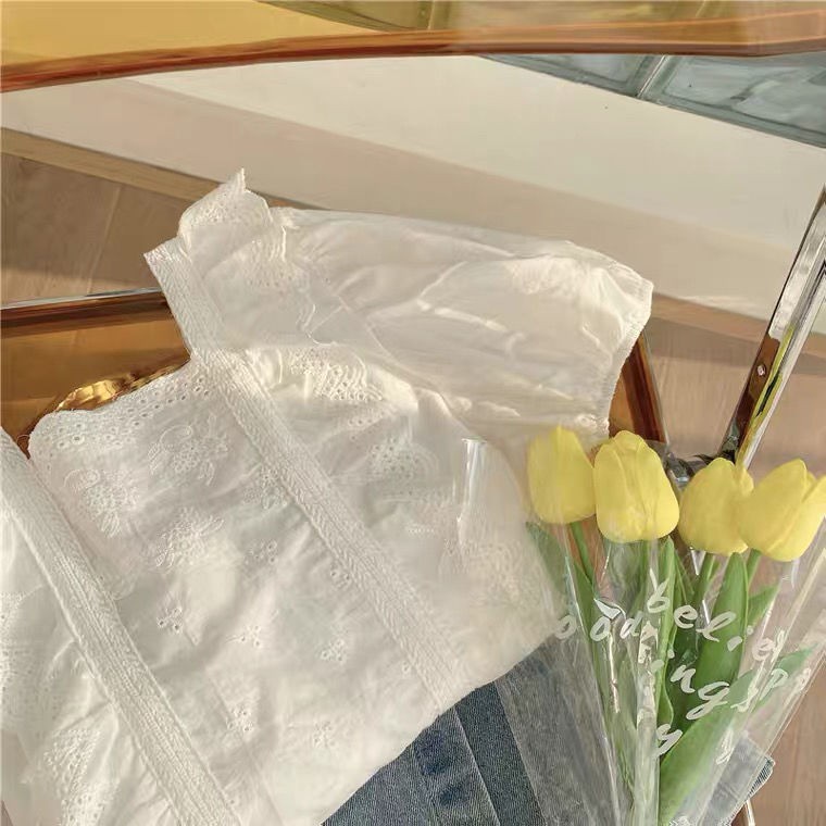 [Giao Hàng Ngay Lập Phương] Bộ Trang Phục Hai Mảnh Áo Sơ Mi Ren Phong Cách Phương Tây Thời Trang Hàn Quốc Dành Cho Bé Gái 8 Tuổi