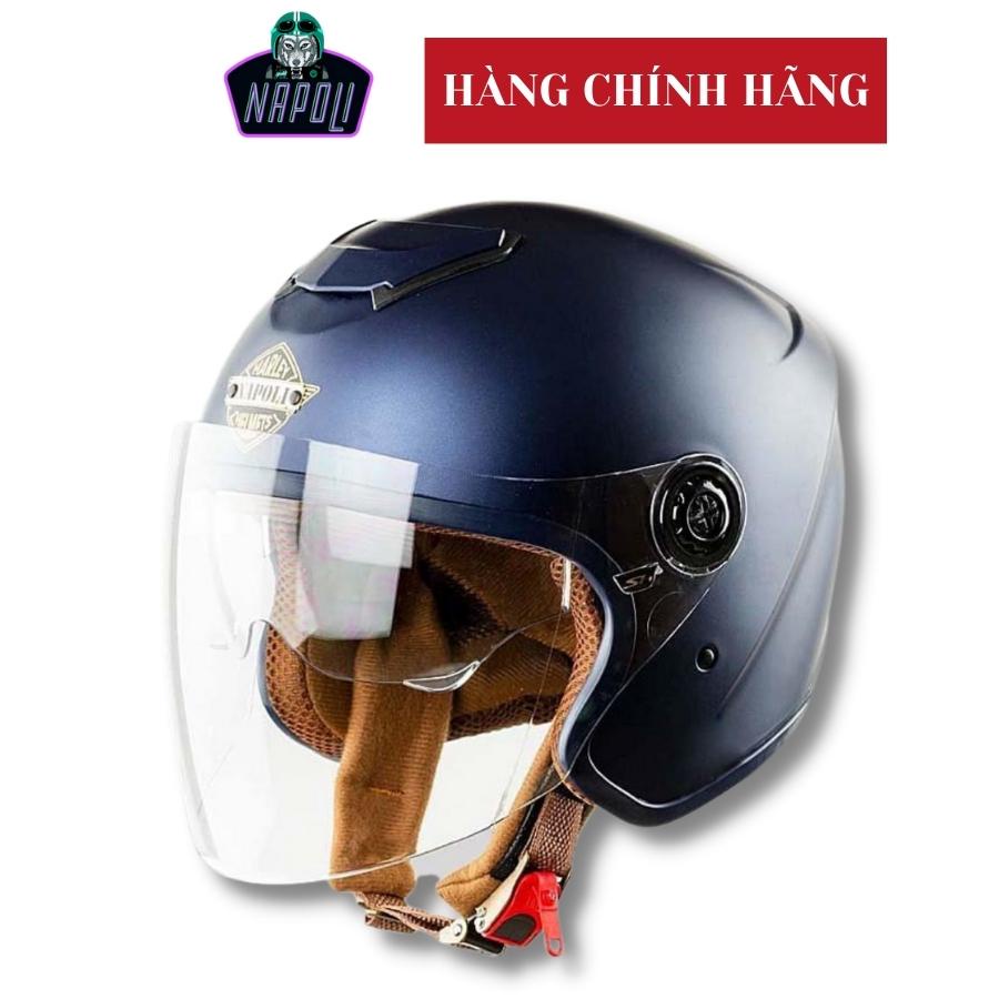 Mũ bảo hiểm 3/4 kính âm NAPOLI 2 kính cao cấp N125 dành cho nam, nữ loại nón có kính giấu, đủ màu