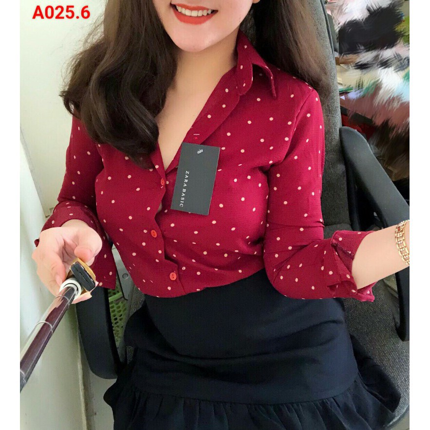 Áo Sơ Mi Nữ Kate Lụa Họa Tiết Mới Kèm Ảnh Thật