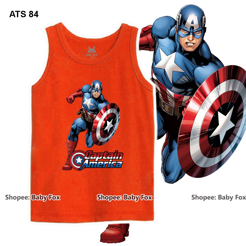 Áo thun bé trai sát nách 100% cotton cao cấp, BABY FOX, hình người nhện, người sắt i