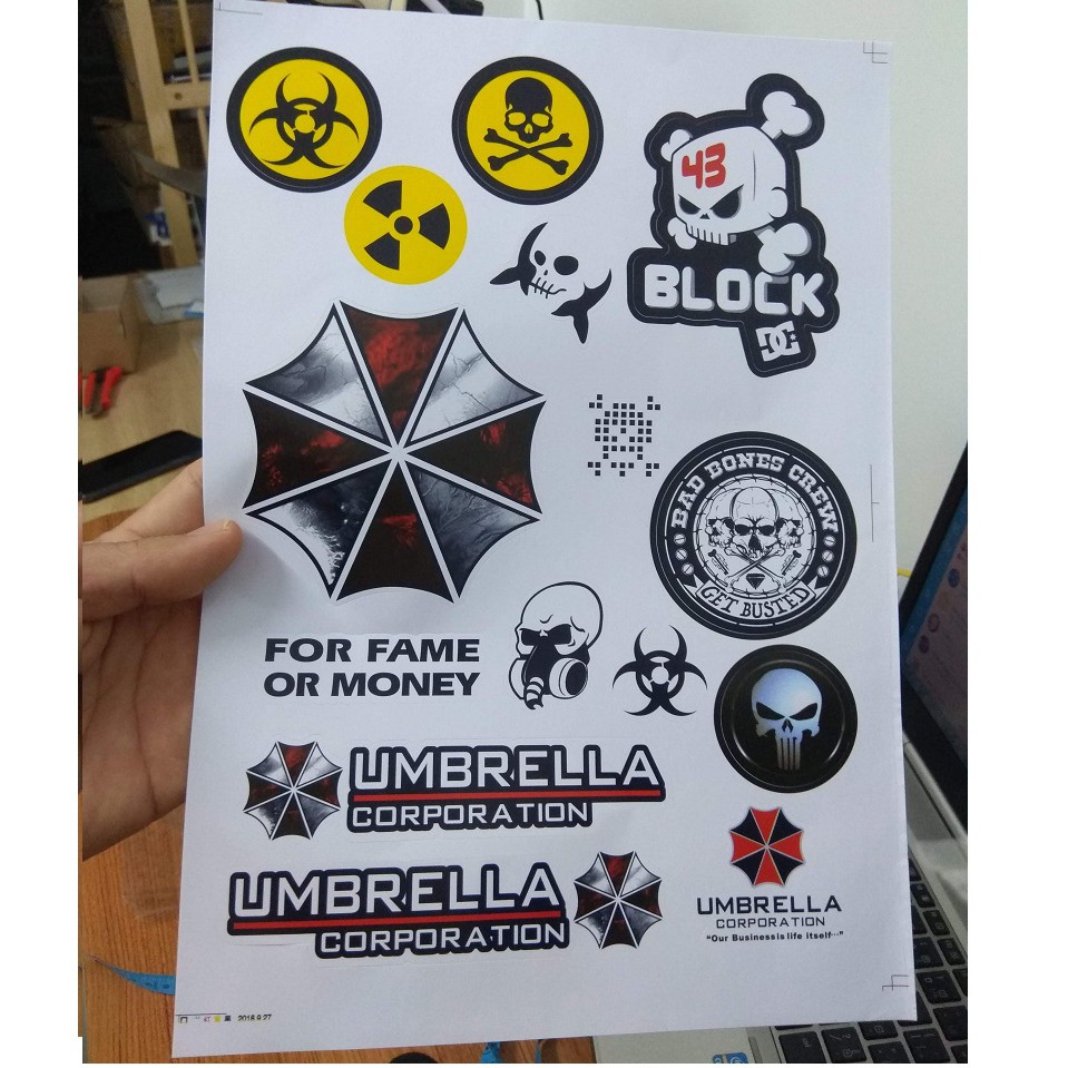 Decal logo Avengers, Umbrella dán trang trí xe ô tô, xe máy, laptop