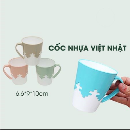 Cốc nhựa 2 màu 250ml Việt Nhật 6266 chịu nhiệt tốt - Cốc uống nước, đánh răng có quai cầm (CVN02)